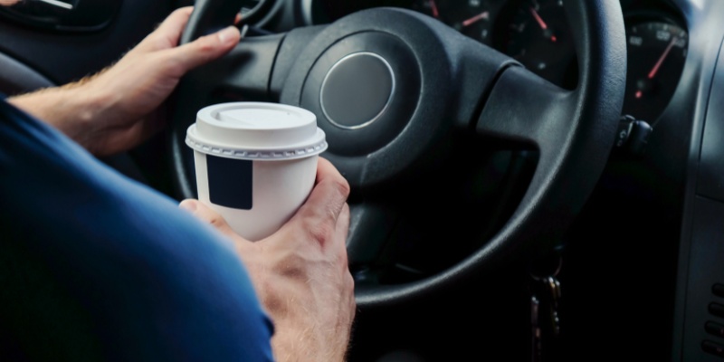 kawa podczas jazdy samochodem