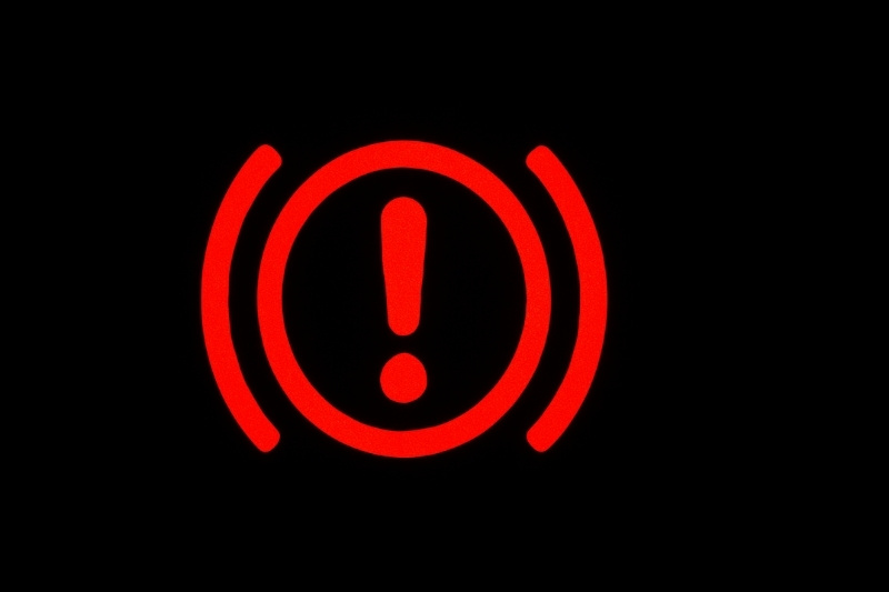 kontrolka hamulca ręcznego, wykrzyknik w k&oacute;łku